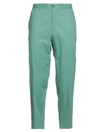 Tagliatore Man Pants Light Green Size 32 Cotton, Elastane In Green