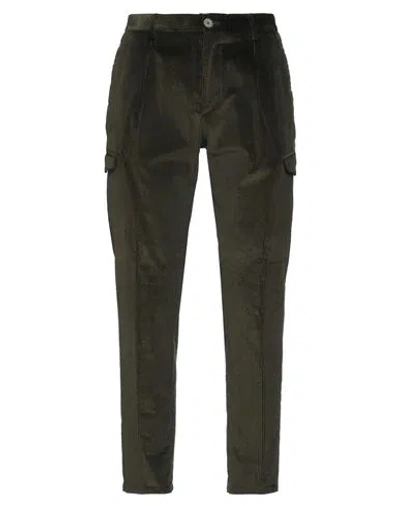 Tagliatore Man Pants Military Green Size 32 Cotton, Elastane In Green