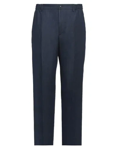 Tagliatore Man Pants Navy Blue Size 36 Linen