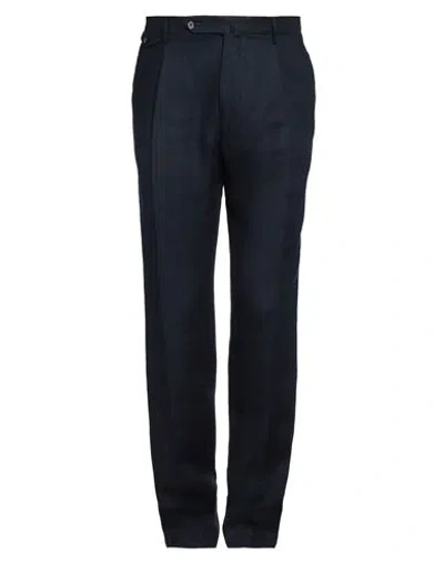 Tagliatore Man Pants Navy Size 36 Linen In Navy