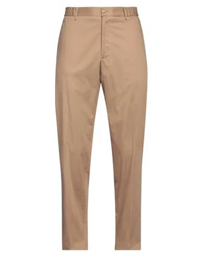Tagliatore Man Pants Sand Size 38 Cotton, Elastane In Beige