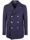 Tagliatore Double-breasted Wool Peacoat In Blue