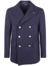 Tagliatore Double-breasted Wool Peacoat In Blue