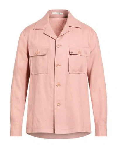 Tagliatore Man Shirt Antique Rose Size 40 Linen In Pink
