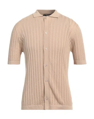 Tagliatore Man Shirt Beige Size 38 Cotton