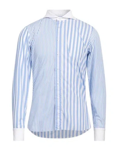 Tagliatore Man Shirt Blue Size M Cotton