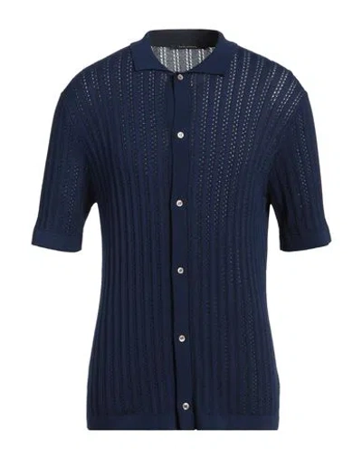 Tagliatore Man Shirt Midnight Blue Size 44 Cotton