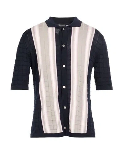 Tagliatore Man Shirt Midnight Blue Size 46 Cotton In Multi