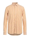 Tagliatore Man Shirt Ocher Size 16 Cotton In Yellow