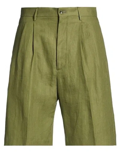 Tagliatore Man Shorts & Bermuda Shorts Military Green Size 32 Linen