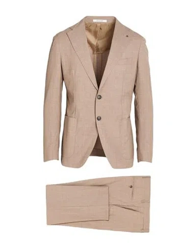 Tagliatore Man Suit Beige Size 44 Virgin Wool, Silk In Brown