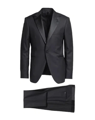 Tagliatore Man Suit Black Size 40 Wool, Silk