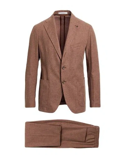 Tagliatore Man Suit Brown Size 40 Virgin Wool, Cotton, Silk