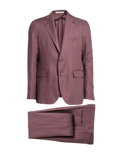 Tagliatore Man Suit Cocoa Size 44 Linen In Brown