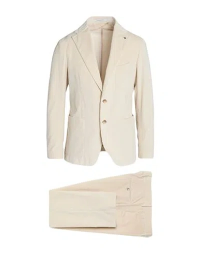Tagliatore Man Suit Cream Size 42 Cotton, Elastane In White
