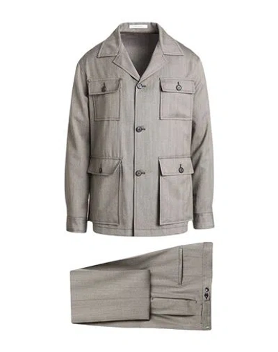 Tagliatore Man Suit Dark Brown Size 38 Super 130s Wool In Gray