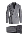 Tagliatore Man Suit Grey Size 44 Cotton, Elastane In Gray