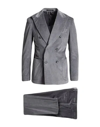 Tagliatore Man Suit Grey Size 44 Cotton, Elastane In Gray