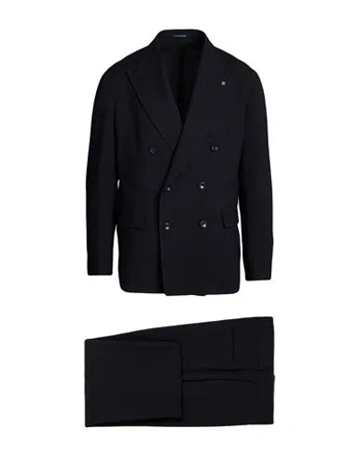 Tagliatore Man Suit Midnight Blue Size 42 Polyamide, Cotton, Elastane In Black