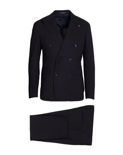 Tagliatore Man Suit Midnight Blue Size 44 Virgin Wool, Polyamide, Elastane In Black