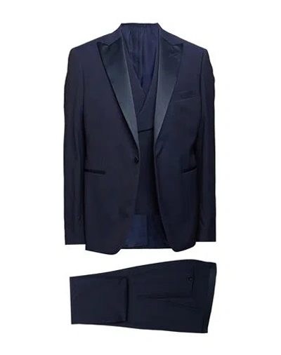 Tagliatore Man Suit Navy Size 42 Virgin Wool, Lycra In Navy