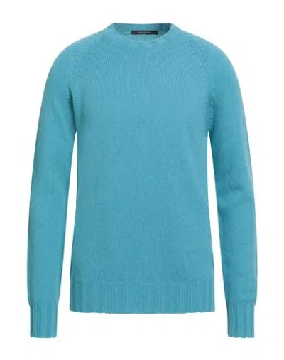Tagliatore Man Sweater Azure Size 38 Cashmere In Blue