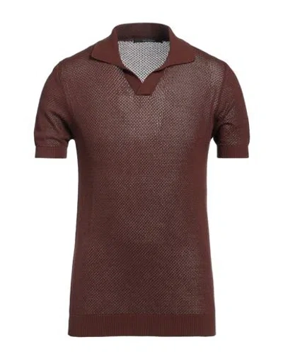 Tagliatore Man Sweater Dark Brown Size 42 Cotton