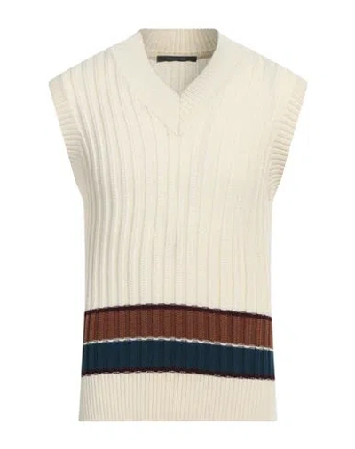 Tagliatore Man Sweater Ivory Size 38 Virgin Wool In White