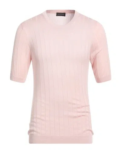 Tagliatore Man Sweater Light Pink Size 38 Mulberry Silk, Viscose