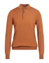 Tagliatore Man Sweater Mandarin Size 40 Virgin Wool, Silk In Orange