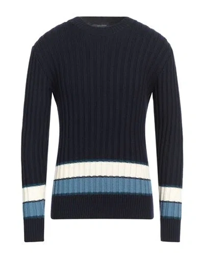 Tagliatore Man Sweater Midnight Blue Size 38 Virgin Wool In Blue