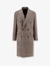Tagliatore Prince-of-wales Virgin Wool Coat In Cream