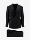 Tagliatore Black Double-breasted Tuxedo Suit With Covered Buttons In Black