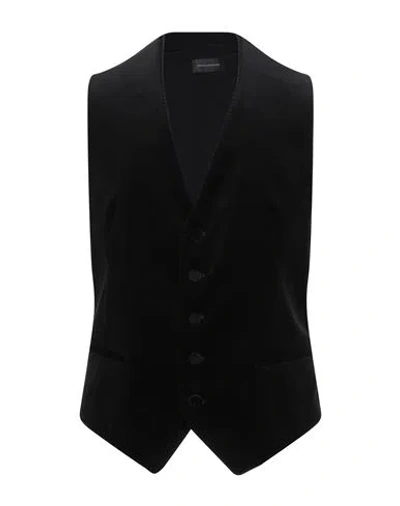 Tagliatore Man Tailored Vest Black Size 38 Cotton, Elastane