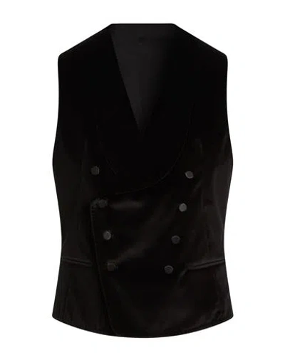 Tagliatore Man Tailored Vest Black Size 38 Cotton, Elastane