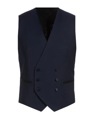 Tagliatore Man Tailored Vest Blue Size 44 Super 110s Wool, Elastane