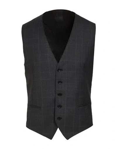 Tagliatore Man Tailored Vest Charcoal Size 38 Virgin Wool In Black