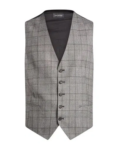 Tagliatore Man Tailored Vest Charcoal Size 38 Virgin Wool In Grey