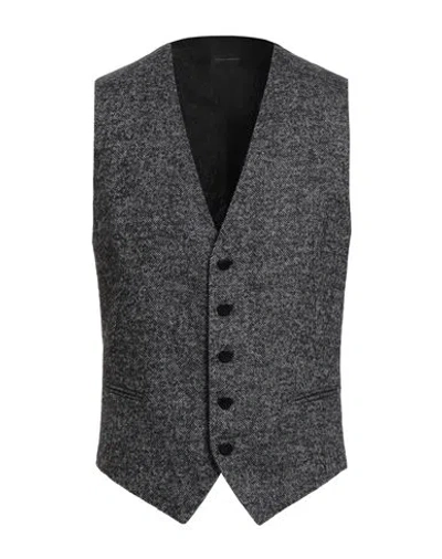 Tagliatore Man Tailored Vest Charcoal Size 42 Virgin Wool, Polyamide, Cotton, Elastane In Gray