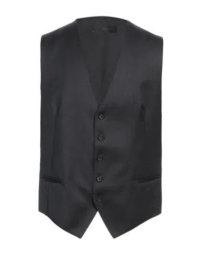 Tagliatore Man Tailored Vest Charcoal Size 44 Virgin Wool In Gray