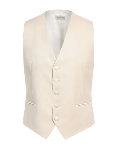 Tagliatore Man Tailored Vest Cream Size 38 Virgin Wool, Silk In White