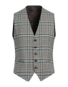 TAGLIATORE TAGLIATORE MAN TAILORED VEST DARK BROWN SIZE 40 WOOL, ELASTANE
