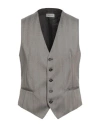 Tagliatore Man Tailored Vest Dark Brown Size 44 Super 130s Wool In Gray