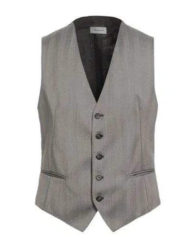 Tagliatore Man Tailored Vest Dark Brown Size 44 Super 130s Wool