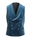 Tagliatore Man Tailored Vest Deep Teal Size 38 Cotton, Elastane In Multi