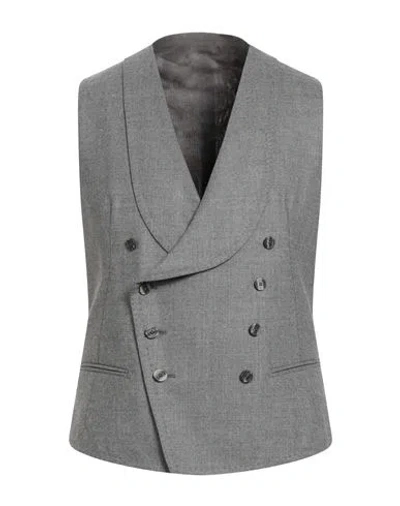 Tagliatore Man Tailored Vest Grey Size 38 Virgin Wool, Elastane In Gray