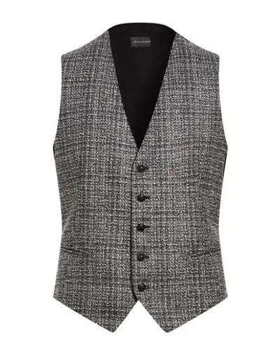 Tagliatore Man Tailored Vest Grey Size 38 Virgin Wool, Polyester In Animal Print