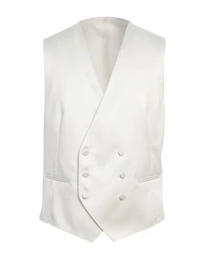 Tagliatore Man Tailored Vest Ivory Size 42 Polyester In White