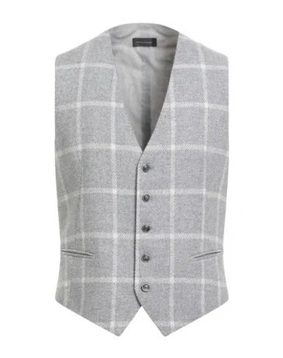 Tagliatore Man Tailored Vest Light Grey Size 42 Virgin Wool, Polyamide In Gray
