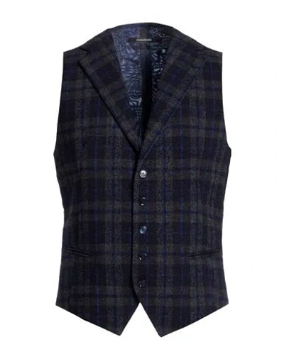Tagliatore Man Tailored Vest Midnight Blue Size 38 Virgin Wool, Polyamide